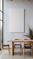 Vertical Canvas Mockup in Minimalist Dining Room