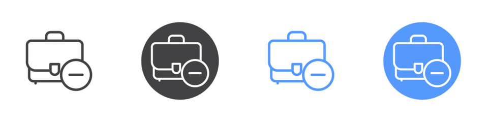 Briefcase remove icon Thin outline art symbol