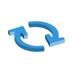 Circular arrows isometric icon. Object for mobile and apps. Interface and infographic. Vector illustration flat design. Web and print buttons.