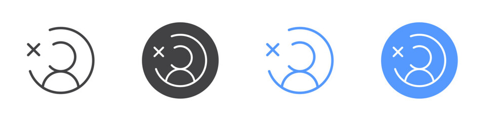 Delete user icon Thin outline art symbol