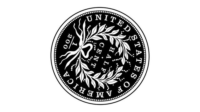 half cent dollar coin black design handmade silhouette 4K animation video
