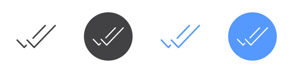 Double tick icon Thin outline art symbol