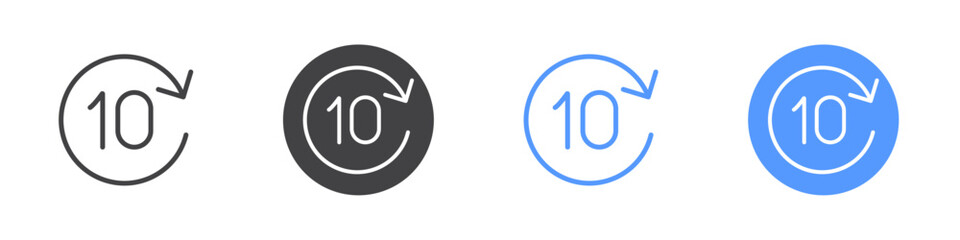 Forward 10 seconds icon Thin outline art symbol