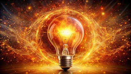 The Illumination of Creative Inspiration, a Glowing Lightbulb Centered in a Starry, Fiery Vortex of Energy