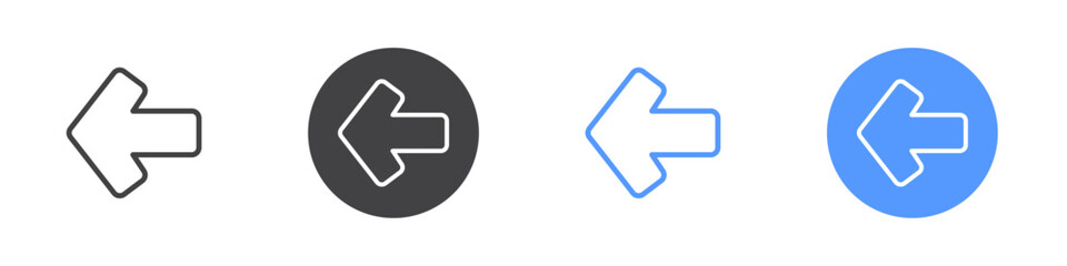 Left arrow icon Thin outline art symbol