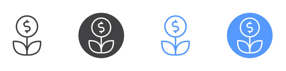 Money plant icon Thin outline art symbol