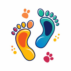 foot prints on white background