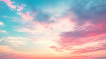 Obraz premium Serene Pastel Gradient Sky with Pink and Blue Tones, Ideal for Banners, Wallpapers, and Text Overlays