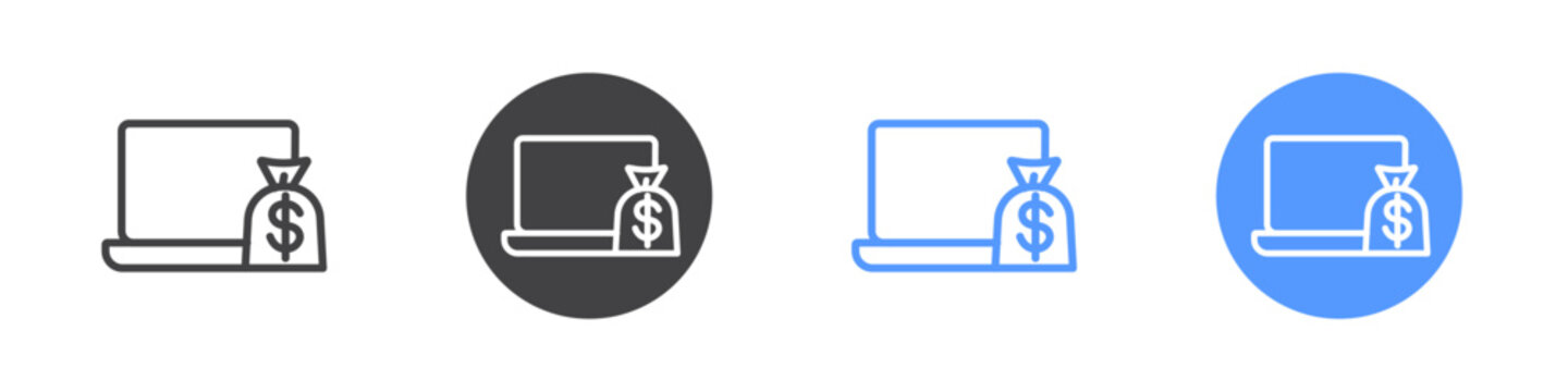 Onlinr payment icon Thin outline art symbol