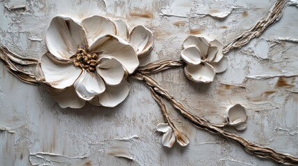 A 3D oil painting designed as wall art decor, with sculptural texture, intricate detailing, and an elegant aesthetic.