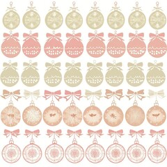 A collection of delicate, pink and beige ornaments, perfect for a festive design.  - Seamless Pattern 