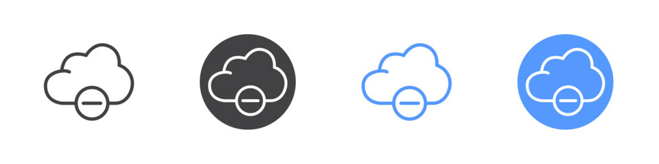 Remove from cloud icon Thin outline art symbol