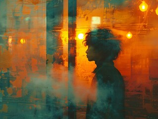 Mysterious Silhouette in a Cityscape at Night