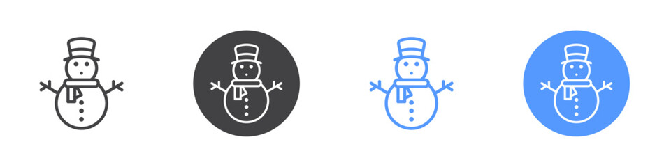 Snowman icon Thin outline art symbol