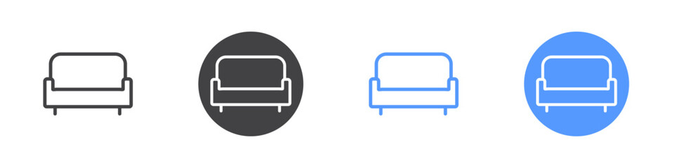 Sofa icon Thin outline art symbol