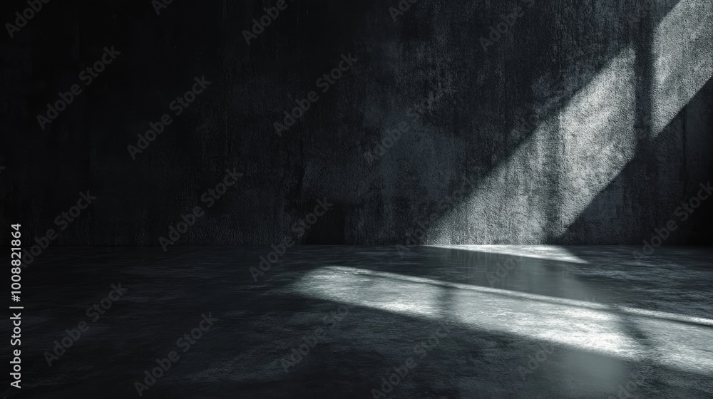 Poster 3d render of a dark concrete floor illuminated by a spotlight a minimalist and industrial scene idea