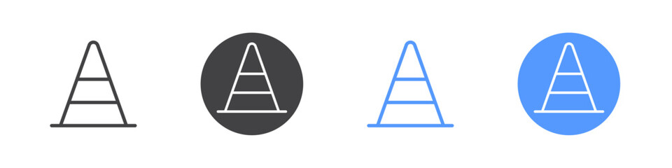 Traffic cone icon Thin outline art symbol