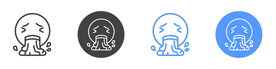 Vometing emoji icon Thin outline art symbol