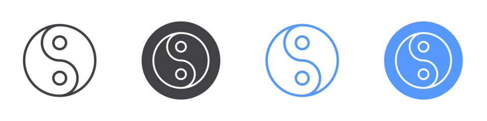 Yin yang icon Thin outline art symbol