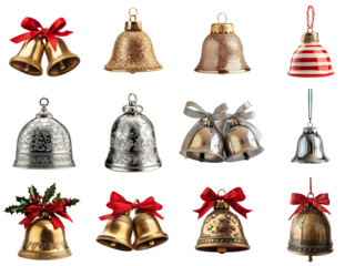 Collection of christmas decoration object isolated on transparent background