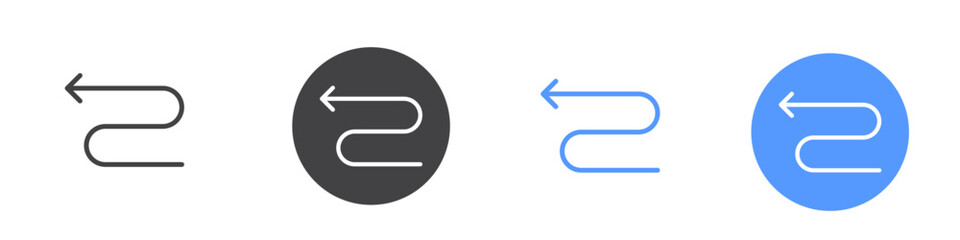 Zigzag arrow left icon Thin outline art symbol