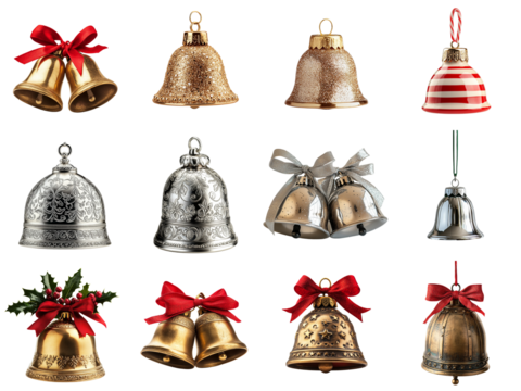 Collection of christmas decoration object isolated on transparent background