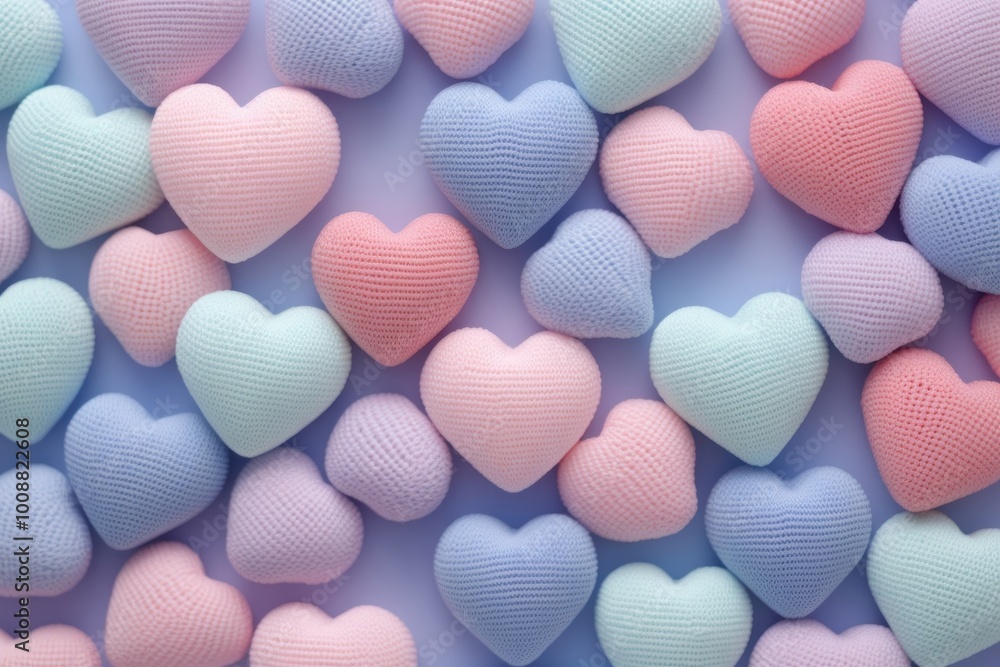 Sticker Pastel 3d cute heart pattern backgrounds repetition.