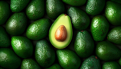 top view Fresh avocado pattern background
