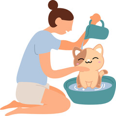 Cat Pet Care Illustration