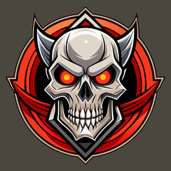 skull with wings and red ribbon