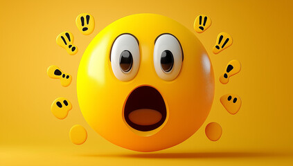 Fototapeta premium Surprised Emoji Face with Exclamation Marks 