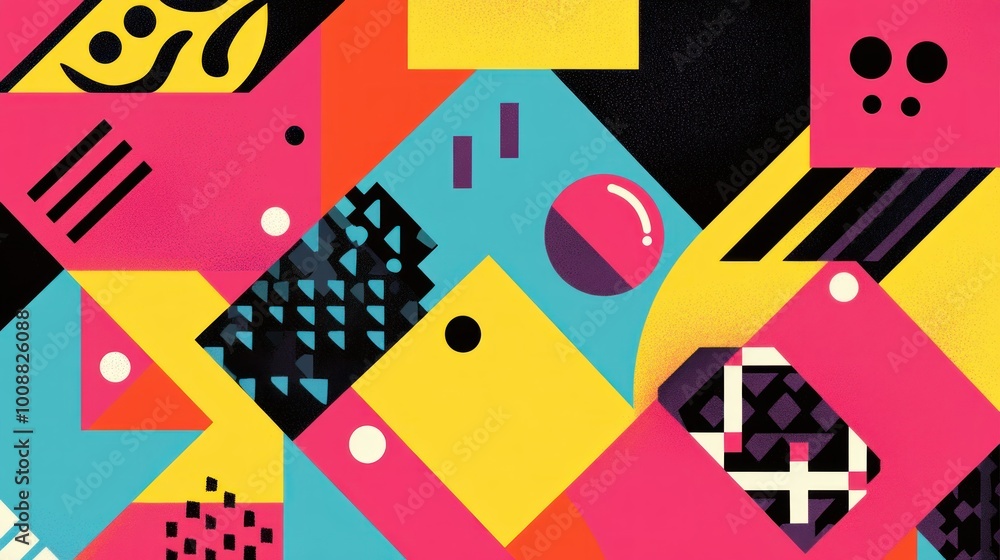 Poster abstract geometric pattern with vibrant colors and geometric shapes