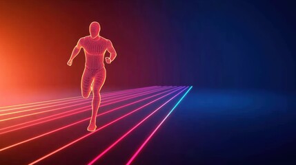 Runner silhouette on neon colored background