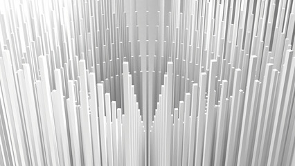 3D grayscale rendering of geometric, abstract structure. A simple, minimal, and modern or contemporary background or wallpaper. 3D rendering