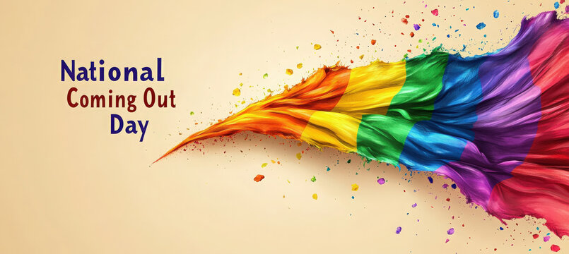Celebrating National Coming Out Day with vibrant rainbow flag display and joyful colors
