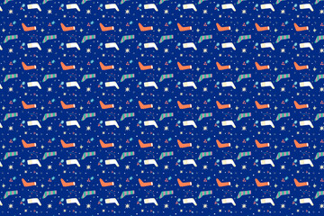 Obraz premium クリスマス背景素材 靴下柄の青色