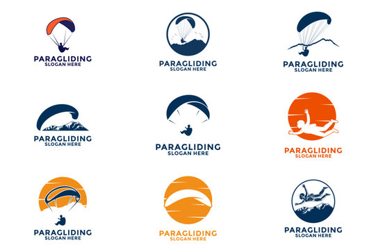 Set of paragliding logo icon vector illustration