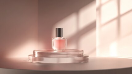A clear glass bowl sits on a white pedestal