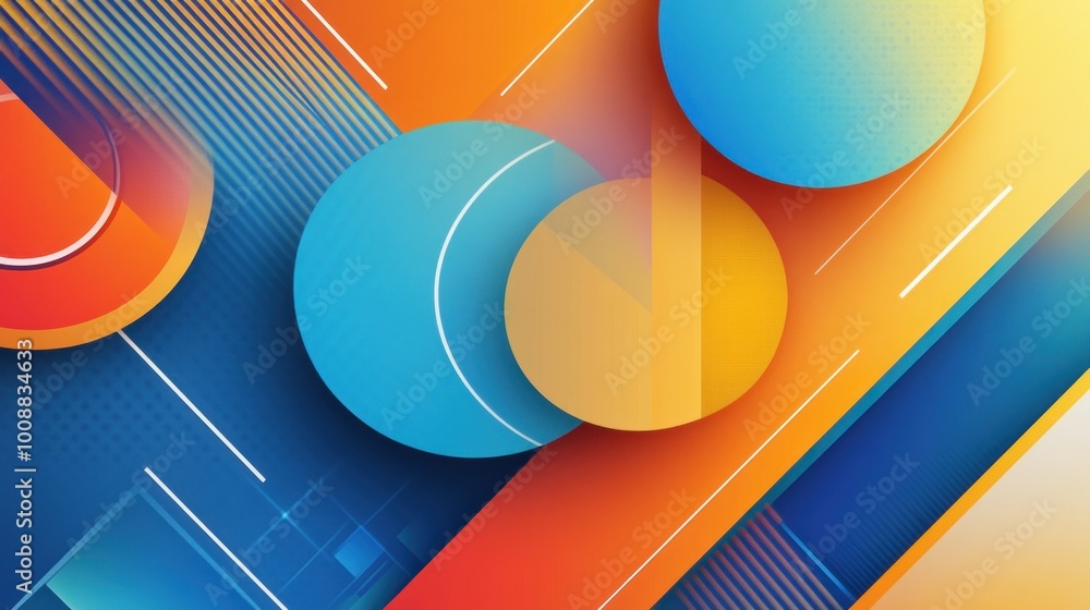 Poster Abstract Geometric Pattern with Overlapping Circles and Lines
