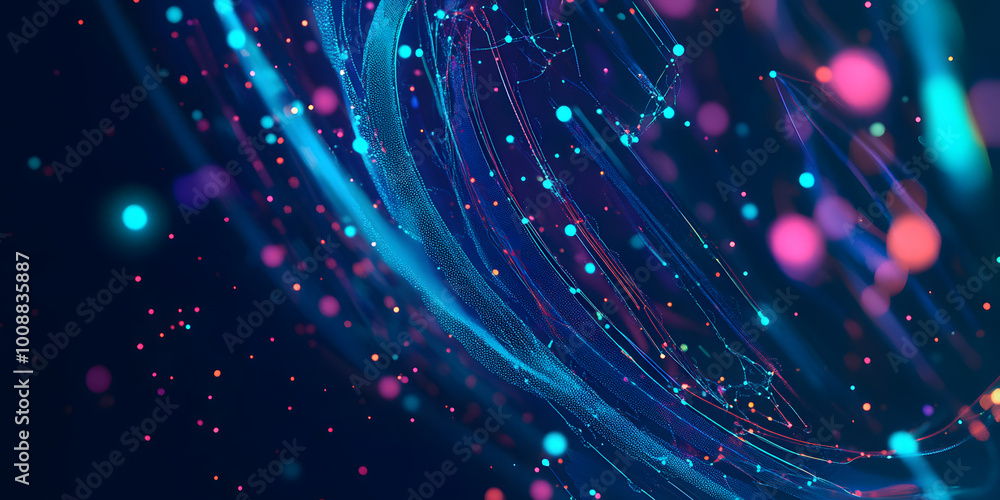 Poster big data concept. digital neural network. introduction of artificial intelligence. cyberspace of fut