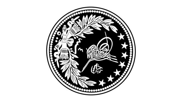 Turkish golden lira coin vector design handmade silhouette, 4K animation.  