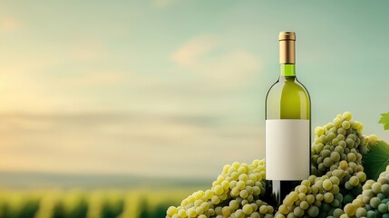Fototapeta premium Fresh White Wine Surrounded by Green Grapes