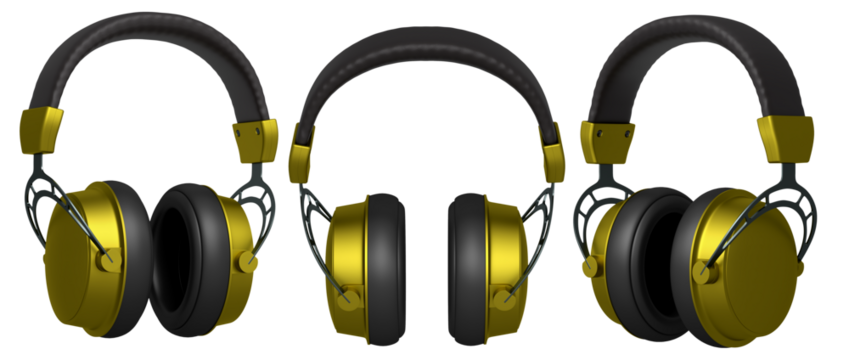 Stylish gaming headsets for immersive sound experiences isolated on white background with clipping path