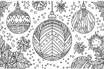 Coloring book illustration of festive pixel patterns modern winter backgrounds and seasonal fashion pattern swatches in Christmas colors