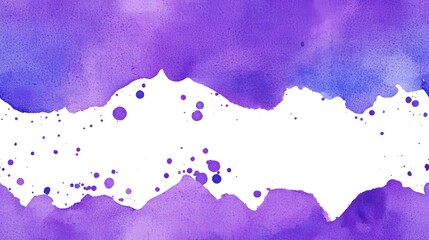 Obraz premium Abstract watercolor art in purple tones with splashes and white negative space.