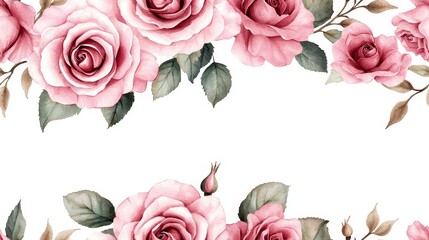 Naklejka premium Beautiful pink roses arranged elegantly on a white background.