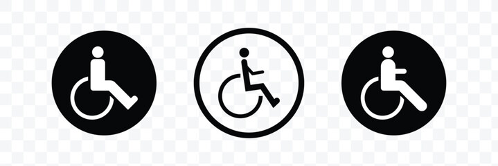 Handicap sign icon in thin line style vector illustration graphic design. Disabled icon.