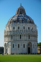Obraz premium Pisa, Tuscany, Italy. October 22, 2010: The Pisa Baptistery of St. John in Pisa, Italy under a clear blue sky.