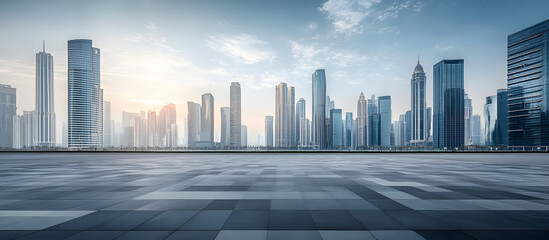 Urban skyline with empty space and towering buildings in the background perfect for copy space image of a bustling cityscape showcasing business and industry