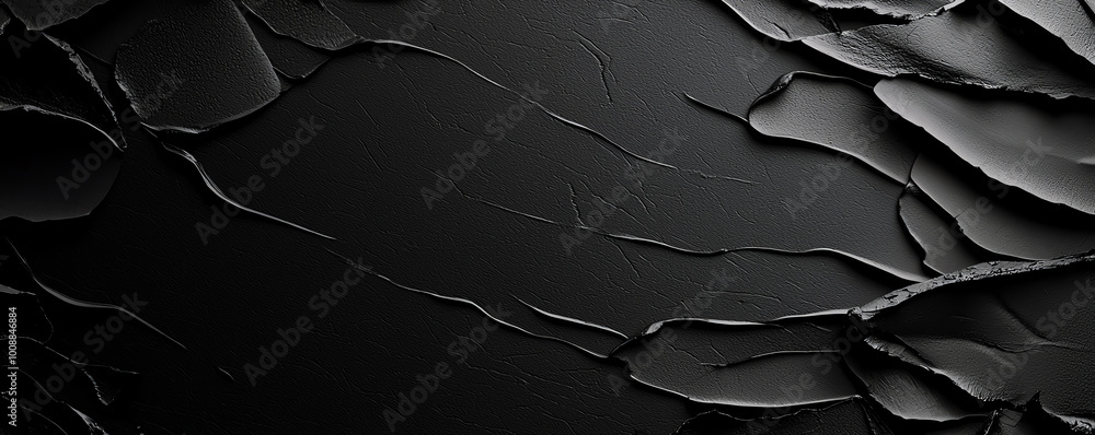 Poster black tone abstract background with layered textures, rough surfaces, and soft gradients creating de
